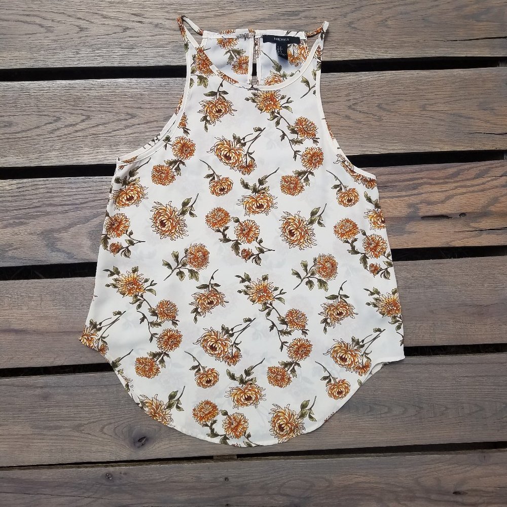 Summer Fall Floral Lightweight High Neck Cut Tank S